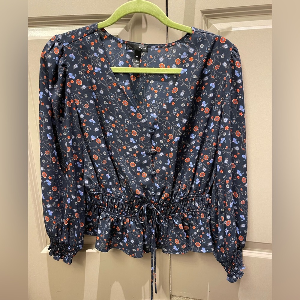 Aqua front tie top